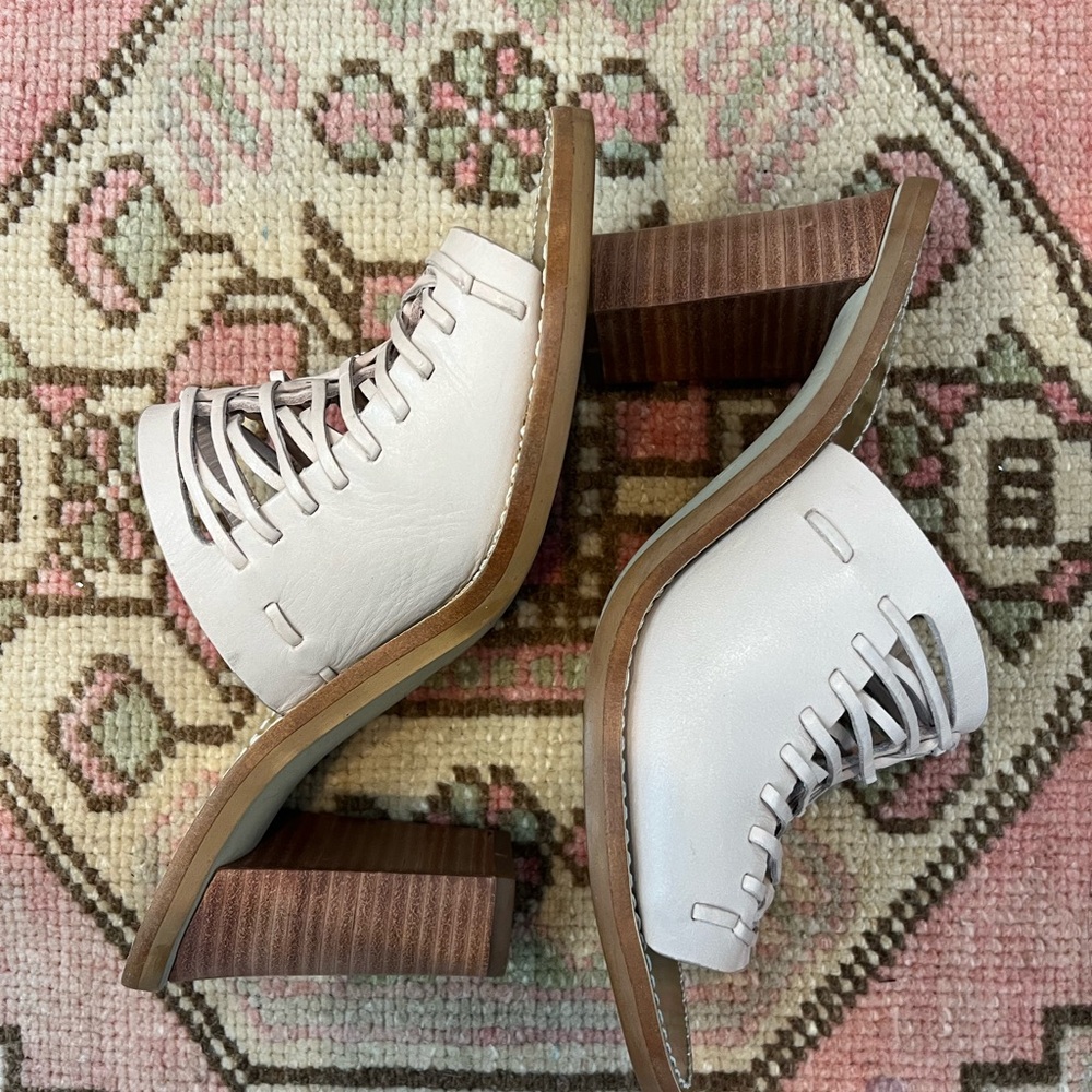 NWOT J Crew Collection Huarache Nude Leather Heeled Sandals 6.5